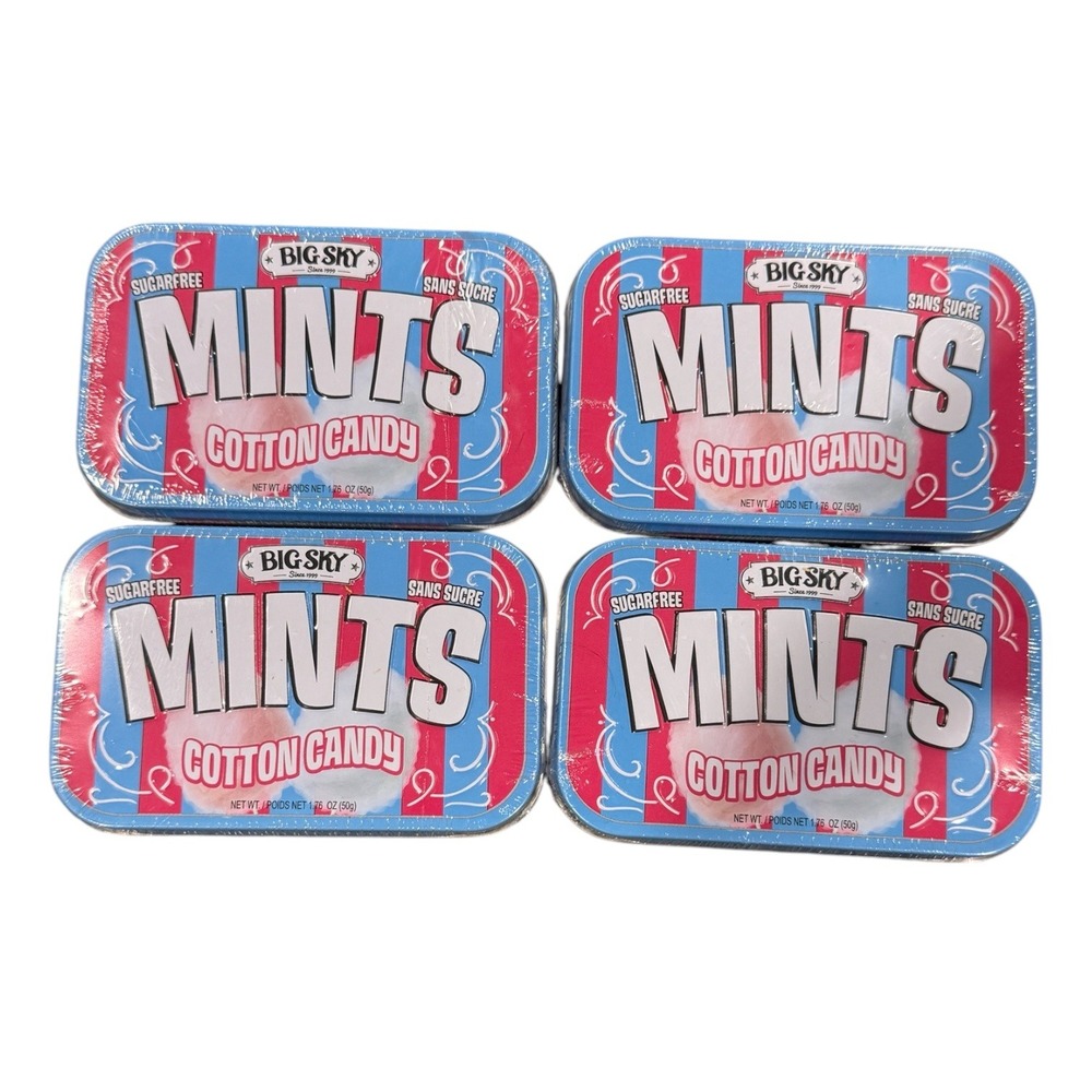 Big Sky Cotton Candy Mints Sugar Free 50g Tins Lot of 4 Made in Canada